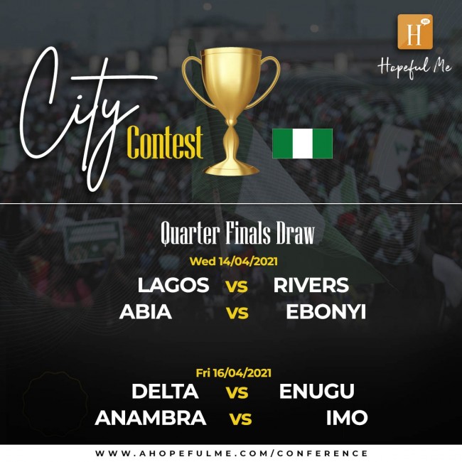 City contest Quarter finals draw. 