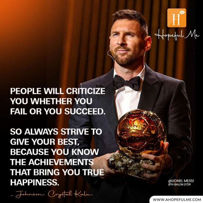 Don't worry about criticisms